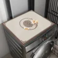 New Chinese style washing machine dust cover, waterproof and easy clean diatom mud mat. - 20*30cm (Diatomite) / Wealth and Prosperity