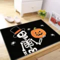 Halloween skeleton pumpkin floor mat, non-slip crystal velvet absorbent rug for entryway. - 40*60cm / Halloween - 3