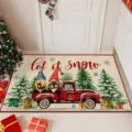 Christmas doormat red truck gnome winter holiday home decor indoor floor rug entry mat - Christmas-5
