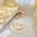 Détail de tapis moelleux rond confortable, tapis de chambre doux avec joli motif de visage souriant. - 40*40cm / Style 3