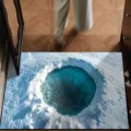Detailansicht der 3D Eishöhle Fußmatte, weiches Kristallsamt Material für den Flur Eingang. - 40*60cm / 3D-Optik - 9