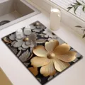 Tappetino asciugapiatti da cucina floreale nero oro lussuoso cuscinetto assorbente - 20*30cm / Stile artistico oro e nero