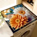 Detail shot of floral washing machine cover mat, diatomite absorbent dust-proof pad. - 30*40cm (Diatom Mud) / Flowers in Bloom 1