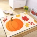 Detail view of autumn pumpkin print non-slip absorbent floor mat for home entrance - 40*60cm / Halloween - 1
