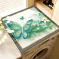 Washing machine top cover mat dustproof waterproof green butterfly floral home decor protector - 30*40cm (Diatom Mud) / Flowers in Bloom - 2