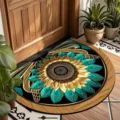 Bohemian semicircle doormat with elegant sunflower pattern, perfect for home entryway and floor. - 40*60cm (Crystal Velvet) / Bohemian Semicircle —— 17