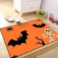 Halloween theme pumpkin bat skeleton pattern anti-slip water absorbent floor mat detail - 40*60cm / Halloween - 2