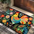 Vibrant colorful rooster pattern doormat for home entrance, non-slip floor mat for indoor. - Colorful Rooster 6
