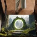 Detailansicht der 3D-Fantasieportal-Fußmatte auf Holzboden mit saugfähiger Textur. - 40*60cm / 3D-Visuell —— 18