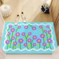 Blumen PVC Schlaufen Fußmatte rutschfeste Schmutzfangmatte mit lila Blumenmuster für den Flur - Frischer Blumenstil —— 5
