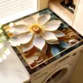 Close-up detail of washing machine top cover pad featuring a 3D floral design in a home scene. - Flowers in Full Bloom - 15