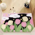 Süße Tulpen Fußmatte rutschfeste PVC Schmutzfangmatte für den Flur und Eingangsbereich - Frische kleine Blumen - 8