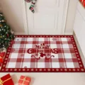 Christmas red plaid doormat holiday entrance floor mat for home festive indoor decor - Christmas-13