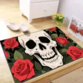 American Halloween skull and red rose crystal velvet non-slip absorbent floor mat for home. - Halloween —— 18