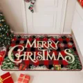 Christmas buffalo plaid doormat red black non slip festive holiday home decor floor rug - 40*60cm / Christmas-1