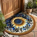Semi-circular crystal velvet doormat with retro European sunflower pattern for home entryway. - 40*60cm (Crystal Velvet) / Boho Semicircle - 1