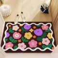 Bonito felpudo floral de vinilo, alfombrilla antideslizante para entrada y pasillo. - 40*60 cm (Tapete de bucles) / Flores frescas - 1