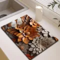 Tappetino asciugapiatti assorbente da cucina con design floreale 3D, morbida protezione in diatomite. - 20*30cm / Fioritura notturna