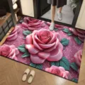 Tappeto Ingresso 3D con Rose Antiscivolo Tappetino Assorbente per Corridoio Casa Decor - 40*60cm (Terra di Diatomee) / Grande motivo floreale cinese - 1