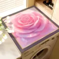 Pink rose washing machine cover mat, dustproof waterproof absorbent top protector pad. - Flowers in Bloom - 5
