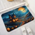 Halloween doormat spooky haunted house pumpkin print non-slip floor mat for holiday party home decor - 40*60cm (Diatomaceous Mud) / Halloween - 3
