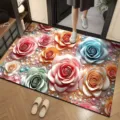 Tappeto da ingresso floreale 3D antiscivolo e assorbente per la decorazione di casa - 40*60cm (Terra di Diatomee) / Grande motivo floreale cinese - 4