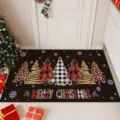 Christmas doormat holiday home entry floor mat festive buffalo plaid tree decor carpet - Christmas-8