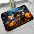 Halloween doormat cute cat and pumpkin pattern floor mat absorbent non-slip holiday rug for room - Halloween - 8