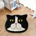 Niedlicher schwarz-weisser Katzenkopf Teppich weicher flauschiger Kaschmirteppich Wohnzimmer - Schwarz-weiße Katze / 40*60cm