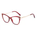 Red Cat Eye Blue Light Blocking Glasses Metal Spring Temple Optical Eyewear For Women - Transparent Red Gold