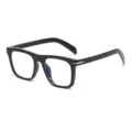 Black square anti-blue light glasses with metal dagger decor, stylish clear optical frames. - Black Frame Anti Blue Light C7