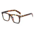 Fashion tortoise shell square blue light blocking glasses with unique metal dagger decor variant - Leopard/Anti-Blue Light