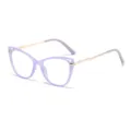 Purple Cat Eye Blue Light Blocking Glasses TR90 Optical Eyewear Spring Temple Frame - Transparent Purple Gold
