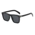 Black square sunglasses with gold metal side details, stylish retro eyewear for daily outdoor wear. - Sand Black Grey Lens C16