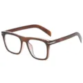 Brown gradient square anti-blue light glasses with stylish metal hinge detail, modern look. - Transparent Tea Anti-blue Light C12