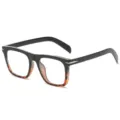 Classic square blue light blocking glasses with black tortoise gradient frame and metal decor. - Black Top Leopard Bottom Anti-blue Light C14
