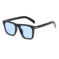 Stylish square blue light blocking glasses with black frame and chic gold accent details. - Black Frame Blue Lens C4