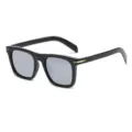 Classic black square sunglasses with stylish grey lenses and golden arrow hinge details for men. - Black Frame Silver Mercury C5