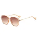 Fashion large frame gradient sunglasses stylish transparent square optical eyewear - Tea Frame Gold Legs Gradient Tea Lens (C3)