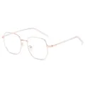 Trendy rose gold polygonal metal anti-blue light glasses frame for daily stylish wear. - Gold