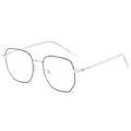 Silver metal irregular anti blue light glasses frame vintage optical eyewear daily - Black Silver