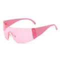 Occhiali da sole a mascherina futuristici Y2K rosa da donna, eleganti e trendy. - Montatura Rosa Lenti Rosa