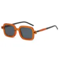 Orange chunky frame square sunglasses for men, stylish retro street style sun glasses - Orange Frame with Black Legs Gray Lens (C3)