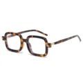 Retro tortoise shell square frame glasses fashion trend street style optical eyewear unisex - Leopard Frame with Clear Lens (C5)