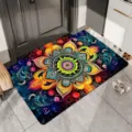 Vista detallada del felpudo con diseño mandala colorido colocado en la entrada del hogar. - 40*60cm (tierra de diatomeas gen 2) / Póker de colores