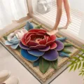 detailed view of 3d floral bath mat absorbent non slip crystal velvet floor carpet - 40*60cm (Crystal Velvet) / Chinese Classical - 1