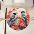 Round non-slip bathroom floor mat with bird and flower pattern, absorbent and durable for home use. - 40*40cm / New Chinese Style —— 4