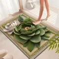 3D Floral Bathroom Floor Mat, Absorbent Anti-Slip Crystal Velvet Rug for Home Doorway - 40*60cm (Crystal Velvet) / Chinese Classical - 3