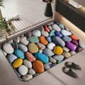 Alfombrilla de baño absorbente con diseño de guijarros 3D coloridos, felpudo antideslizante para hogar - 40*60cm (tierra de diatomeas gen 2) / Guijarros coloridos