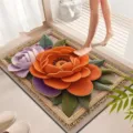 3D floral bath mat, absorbent crystal velvet anti-slip floor mat for modern home decor - Chinese Classical - 6